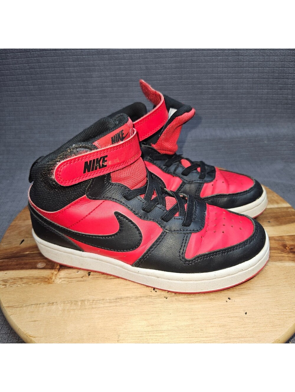 Nike Court Borough Mid 2 Sneakers Unisex Kids Red Black 1.5Y Straps